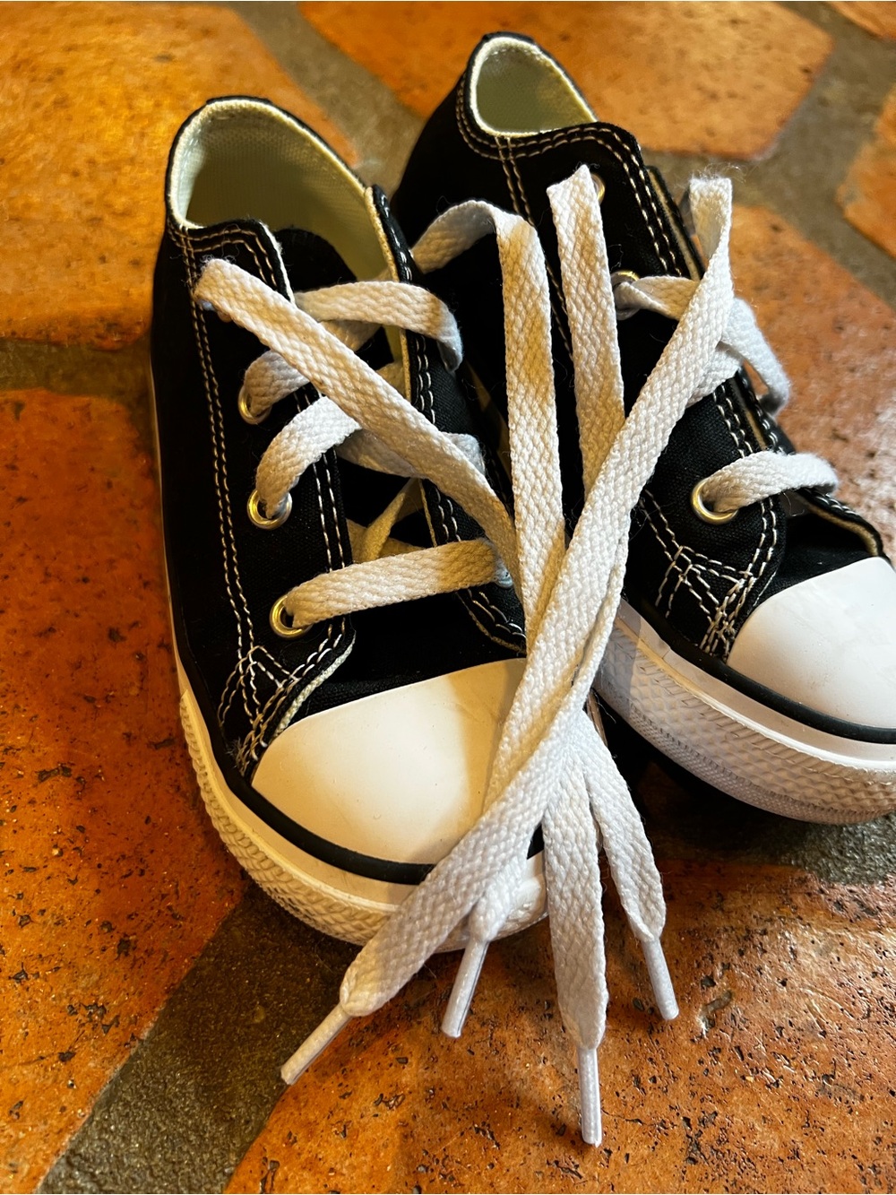 Converse Kids Black Low-Top Sneakers with White Accents
